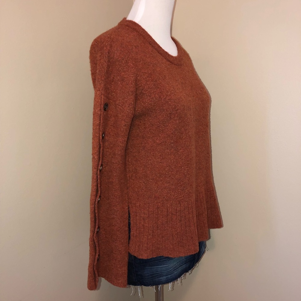 Madewell Rust Button Sleeve Pullover Sweater,Size… - image 4
